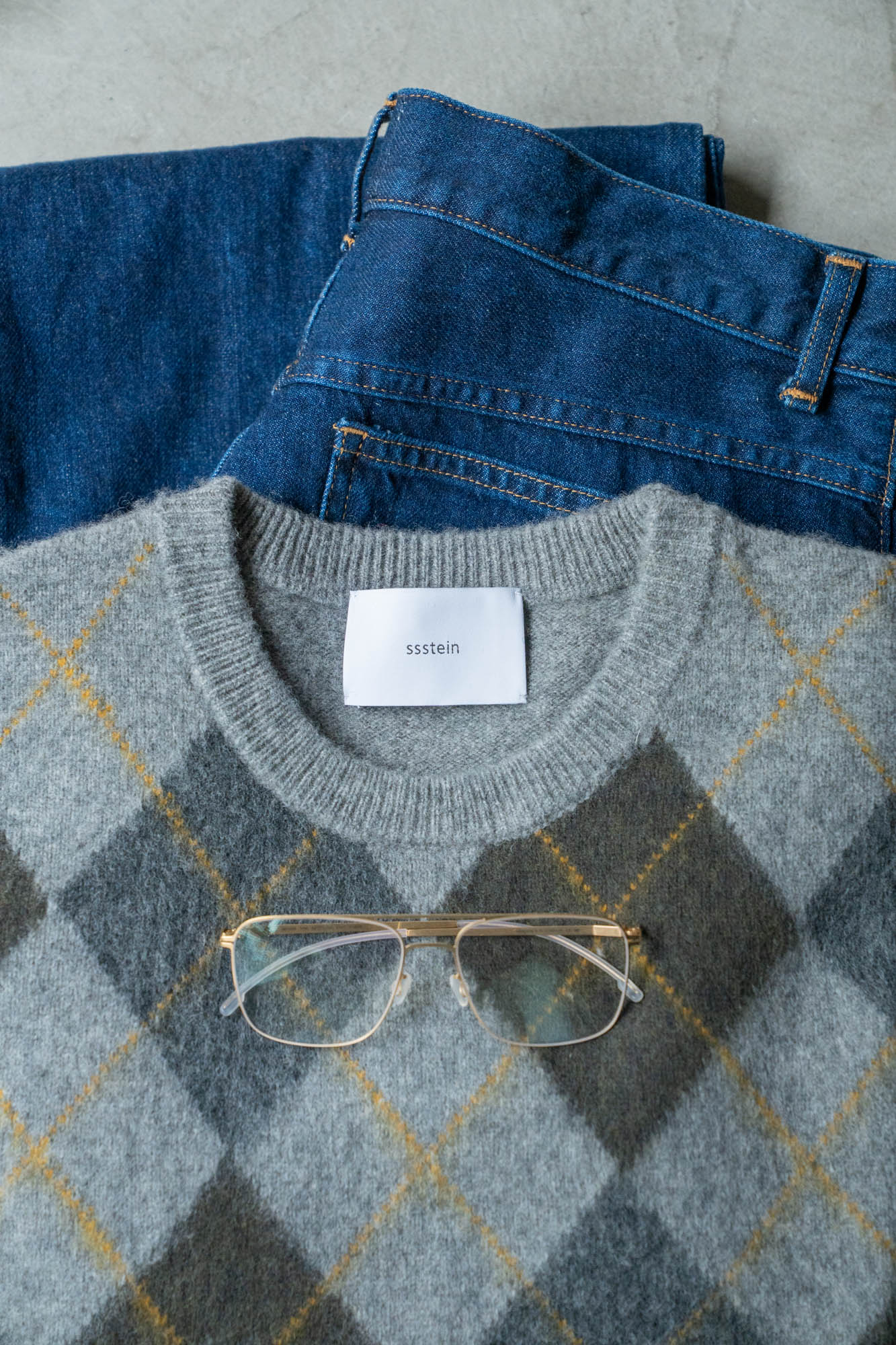FINE WOOL ARGYLE KNIT CREW NECK LS(ST.1649)