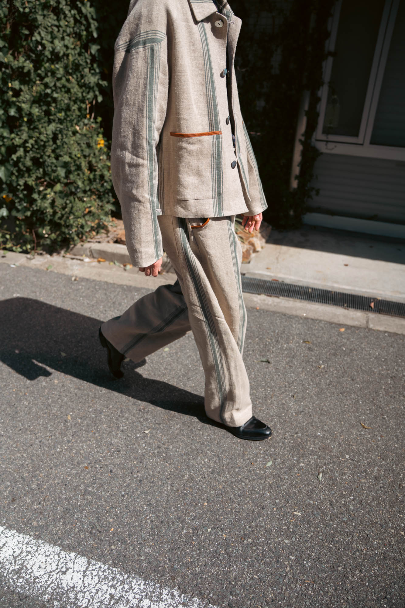 FLLOWER SAK LINEN STRIPE JACKET