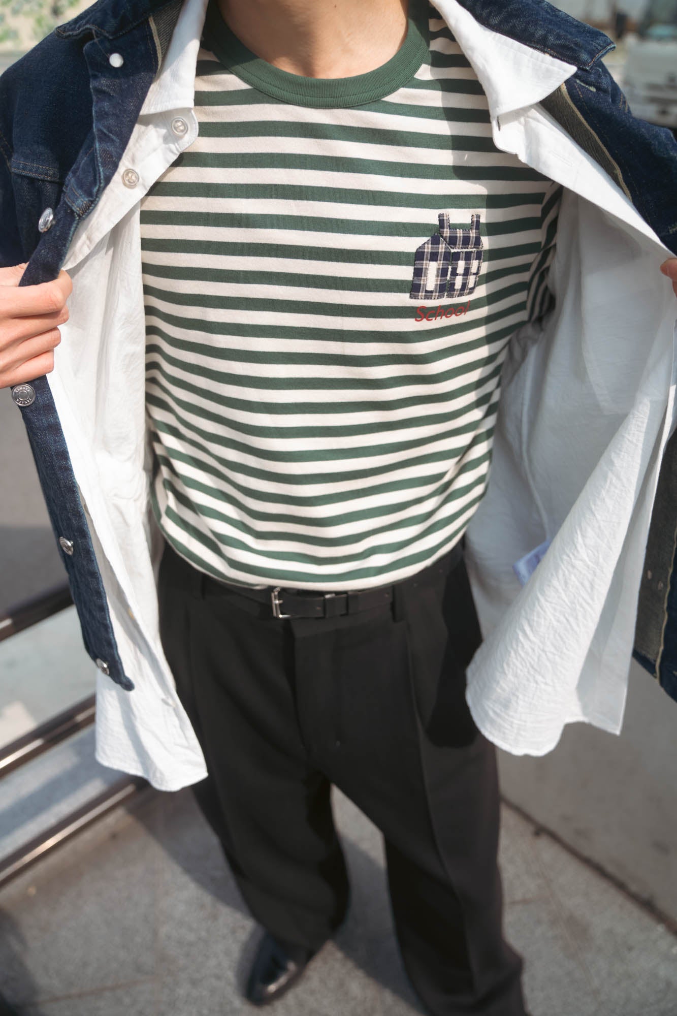 sign別注 Hand-Embroidered Stripe Long Sleeve T-Shirt