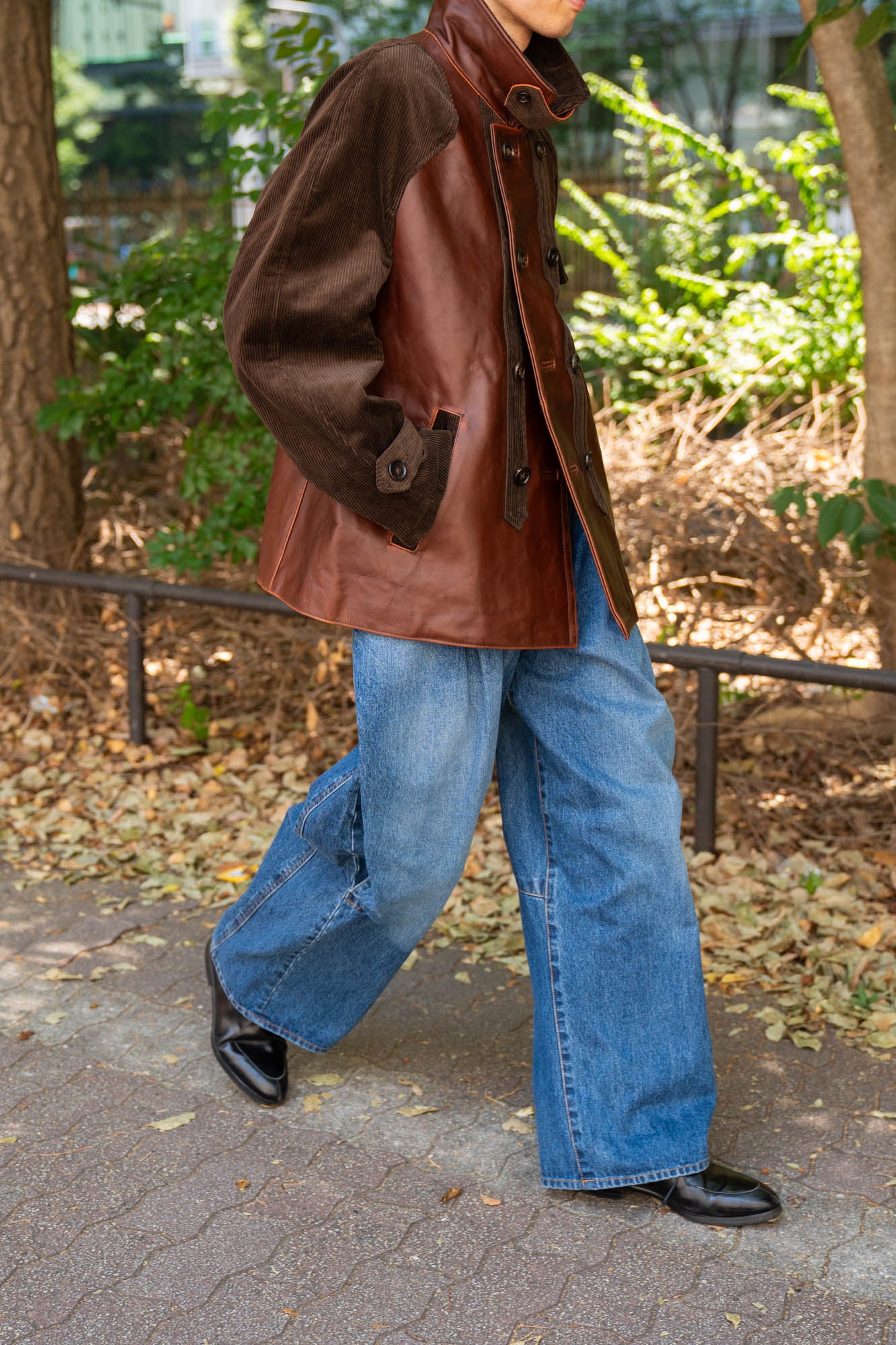 Combination leather jacket