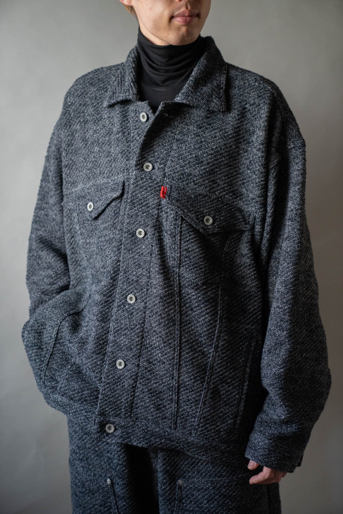 Hand Stitched Rigid Denim Knit Jacket