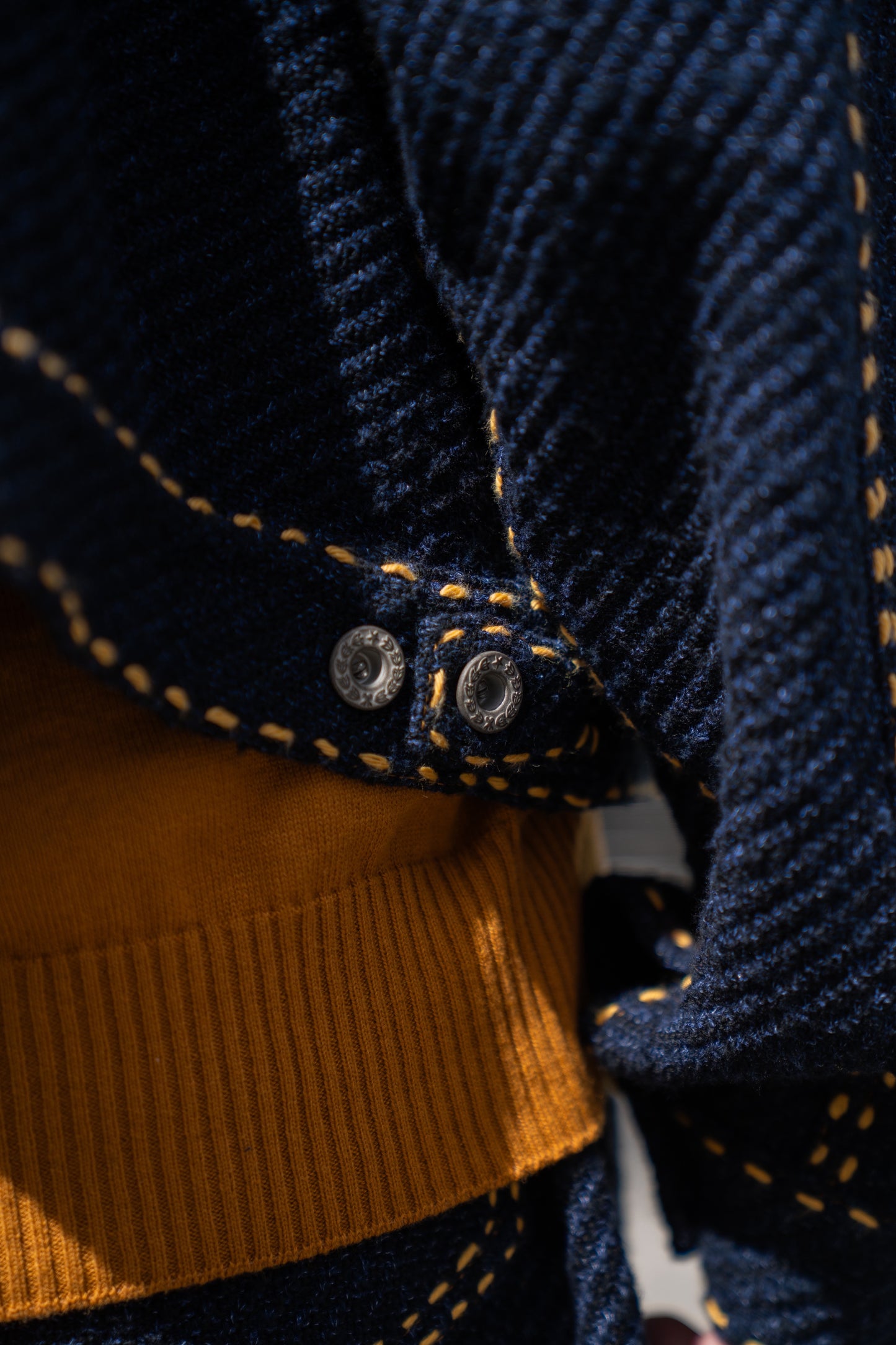 Hand Stitched Rigid Denim Knit Jacket