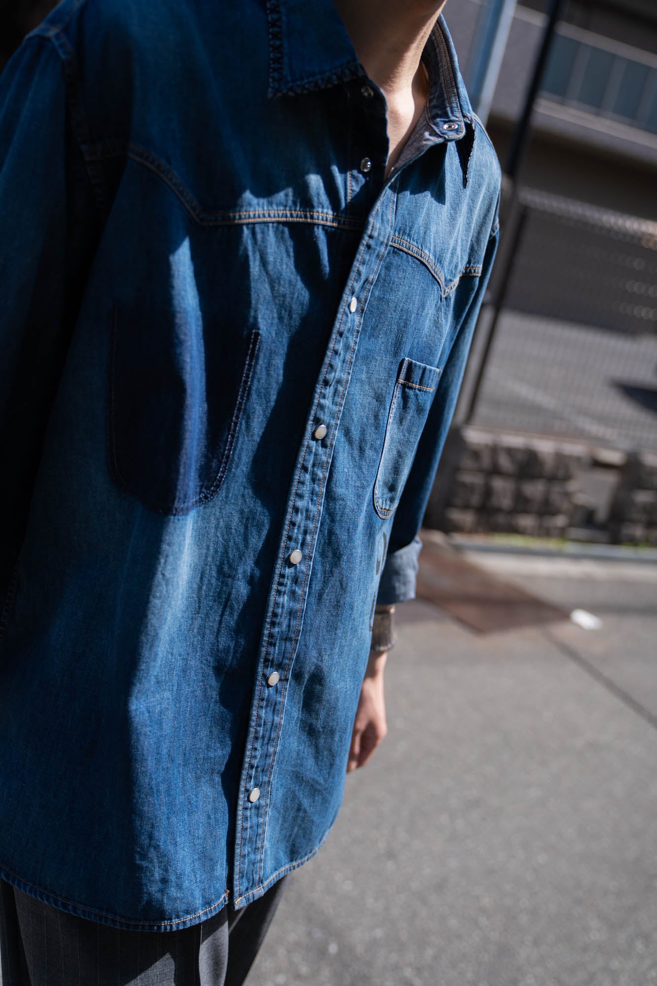 Hand-Embroidered Denim Shirt