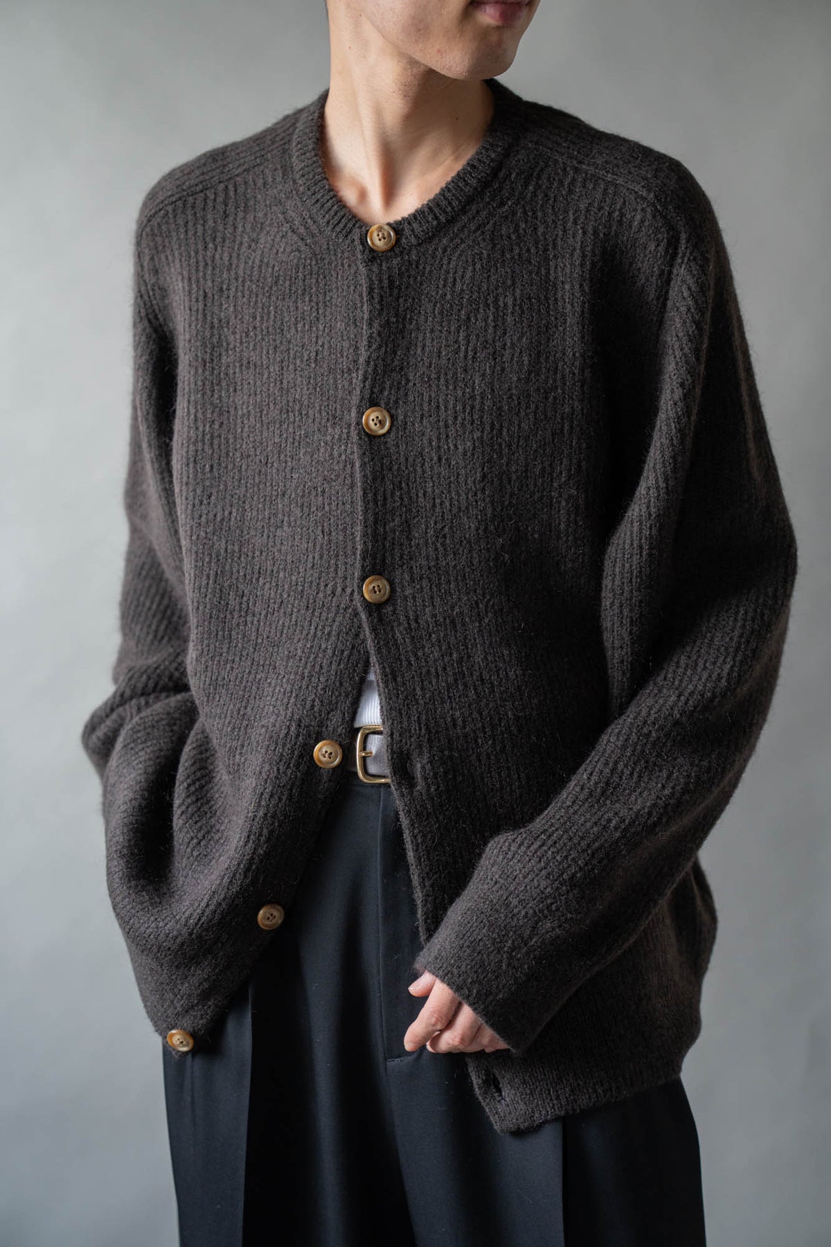 CREW-NECK KNIT CARDIGAN