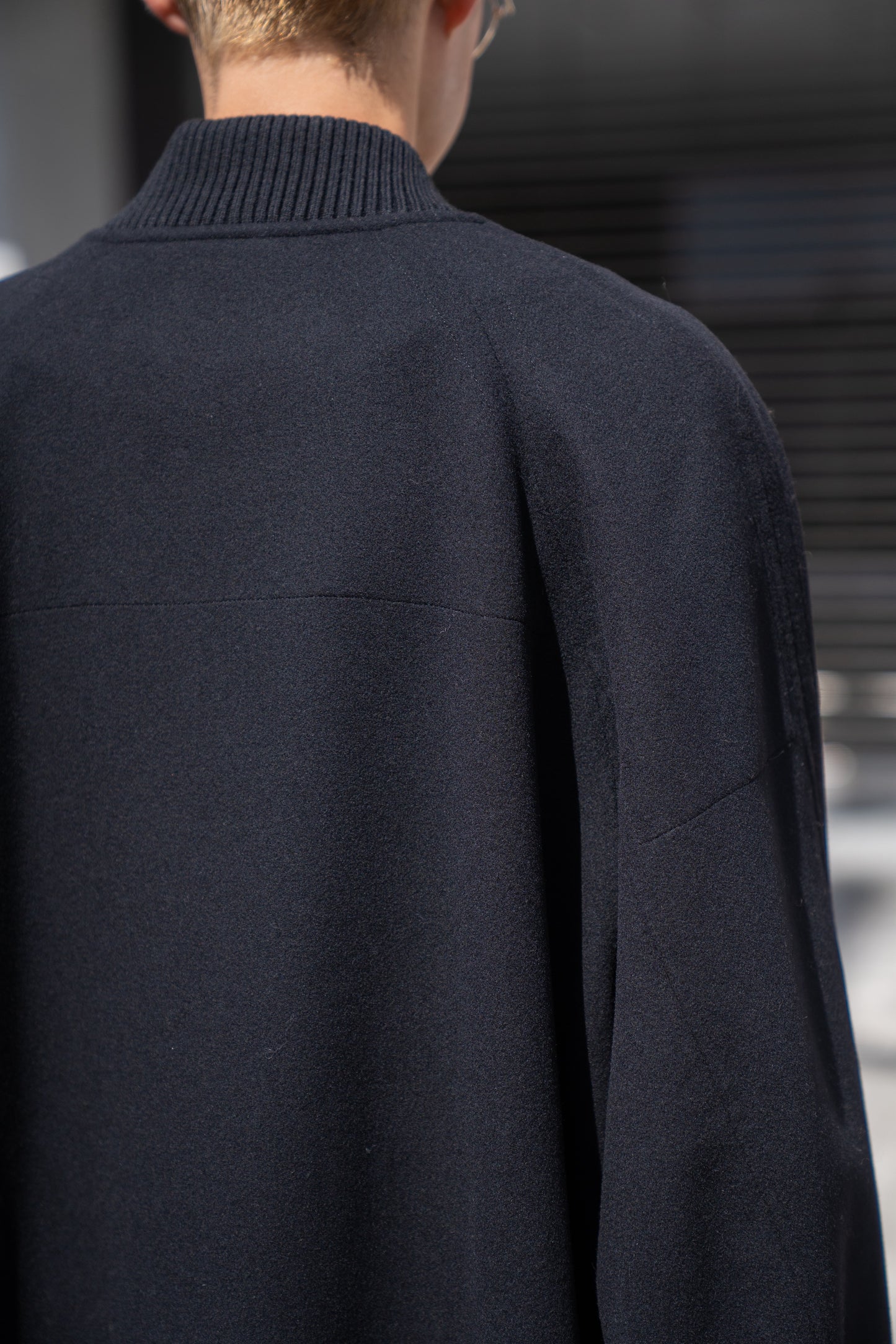 Wool melton double face rever stadium coat