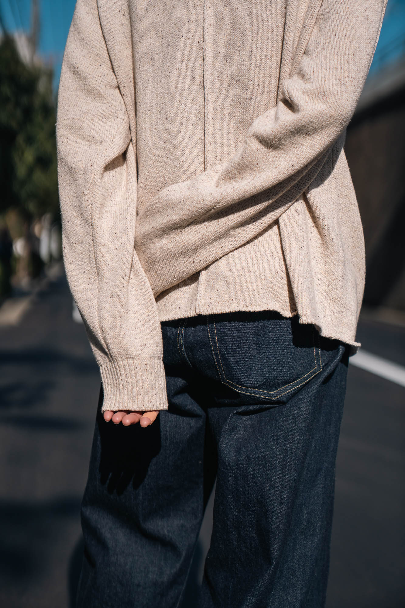BOTTLE-NECK KNIT PULLOVER