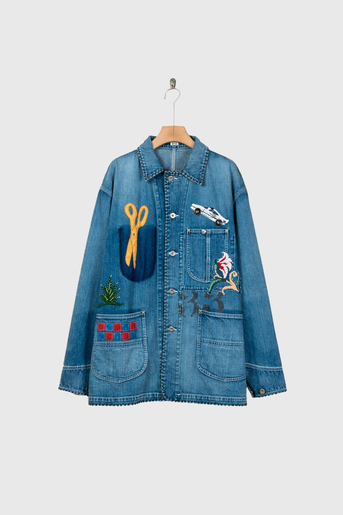 Hand-Embroidered Denim Coverall – sign | サイン