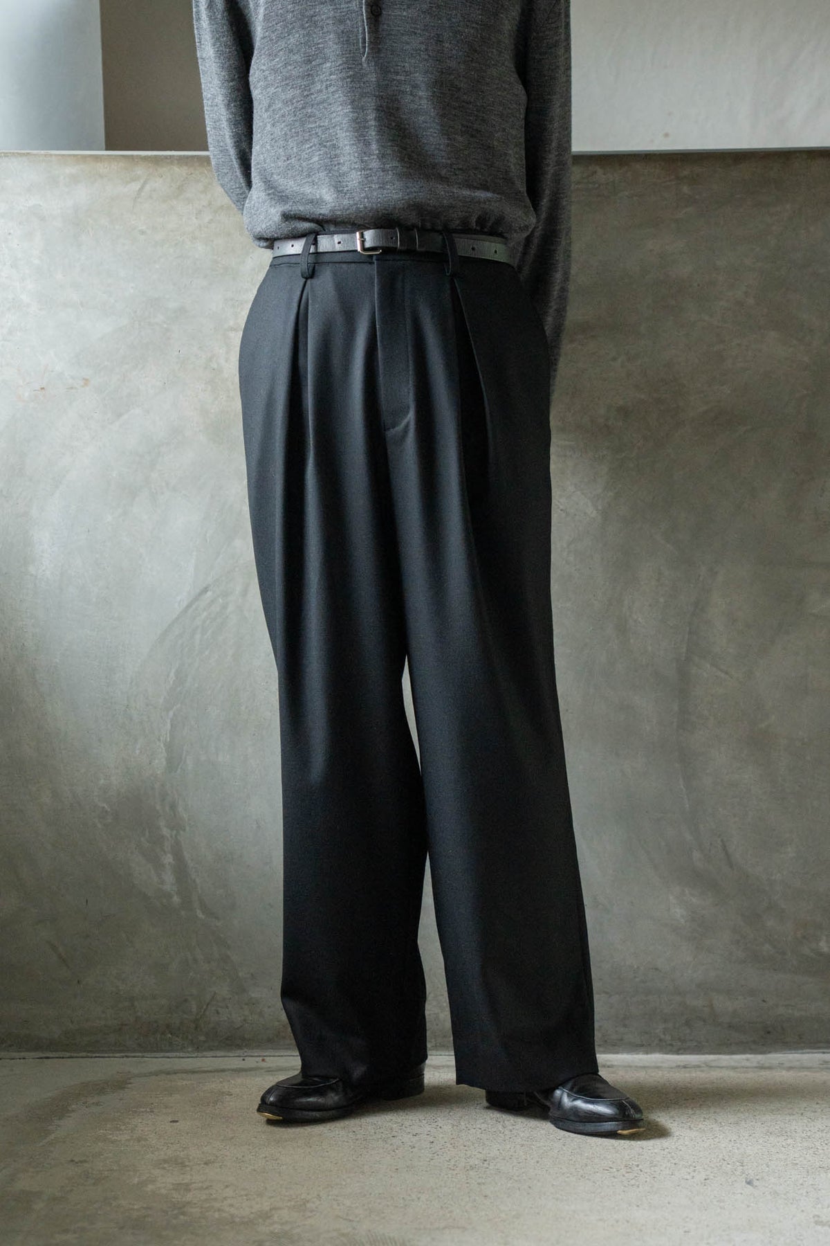 WOOL FLANNEL EASY WIDE TROUSERS(ST.1609)
