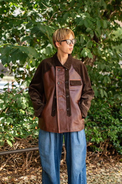 Combination leather jacket