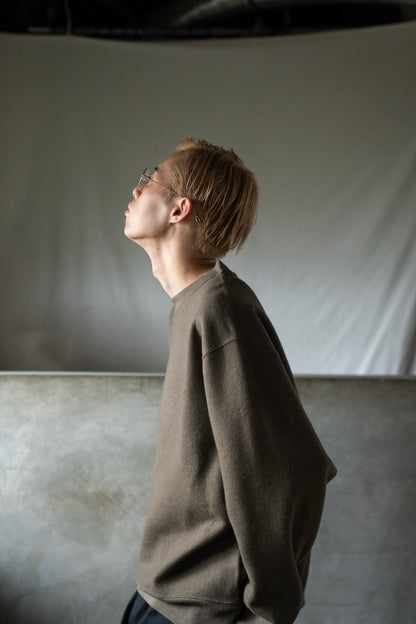 Damage jacquard terry crew neck sweater