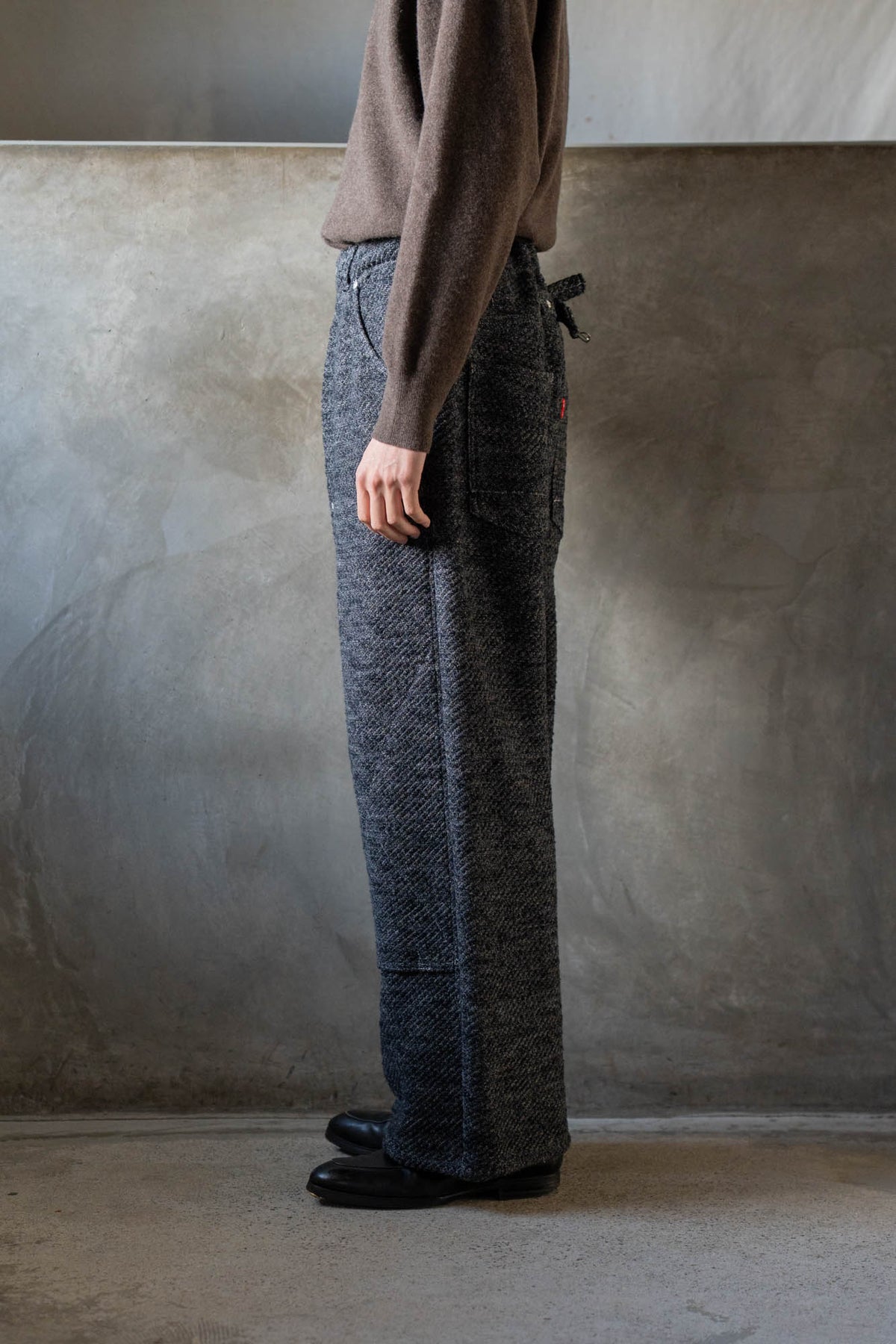Hand Stitched Rigid Denim Knit Pants