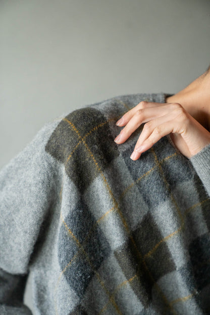 FINE WOOL ARGYLE KNIT CREW NECK LS(ST.1649)