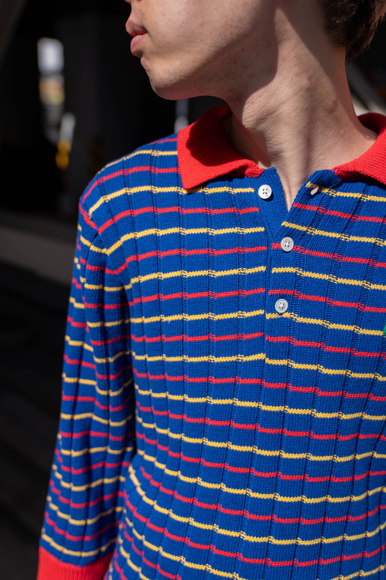 KNITTED CROPPED POLO SHIRT