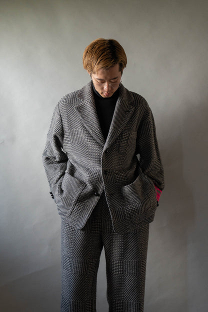 Knitted Tweed Check Tailored Jacket