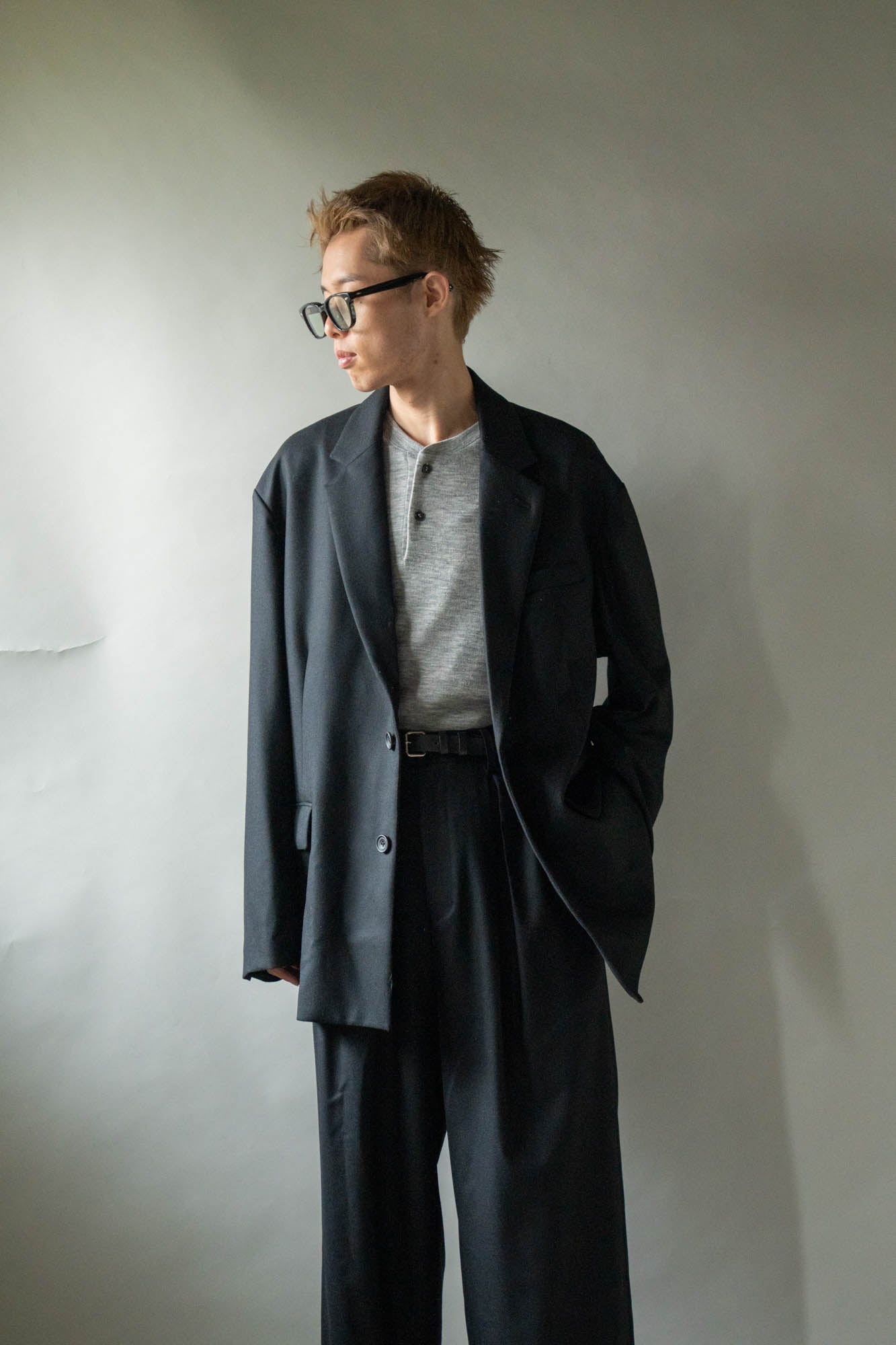 WOOL FLANNEL OVERSIZED SINGLE BREASTED JACKET(ST.1593)