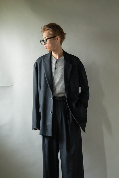 WOOL FLANNEL OVERSIZED SINGLE BREASTED JACKET(ST.1593)