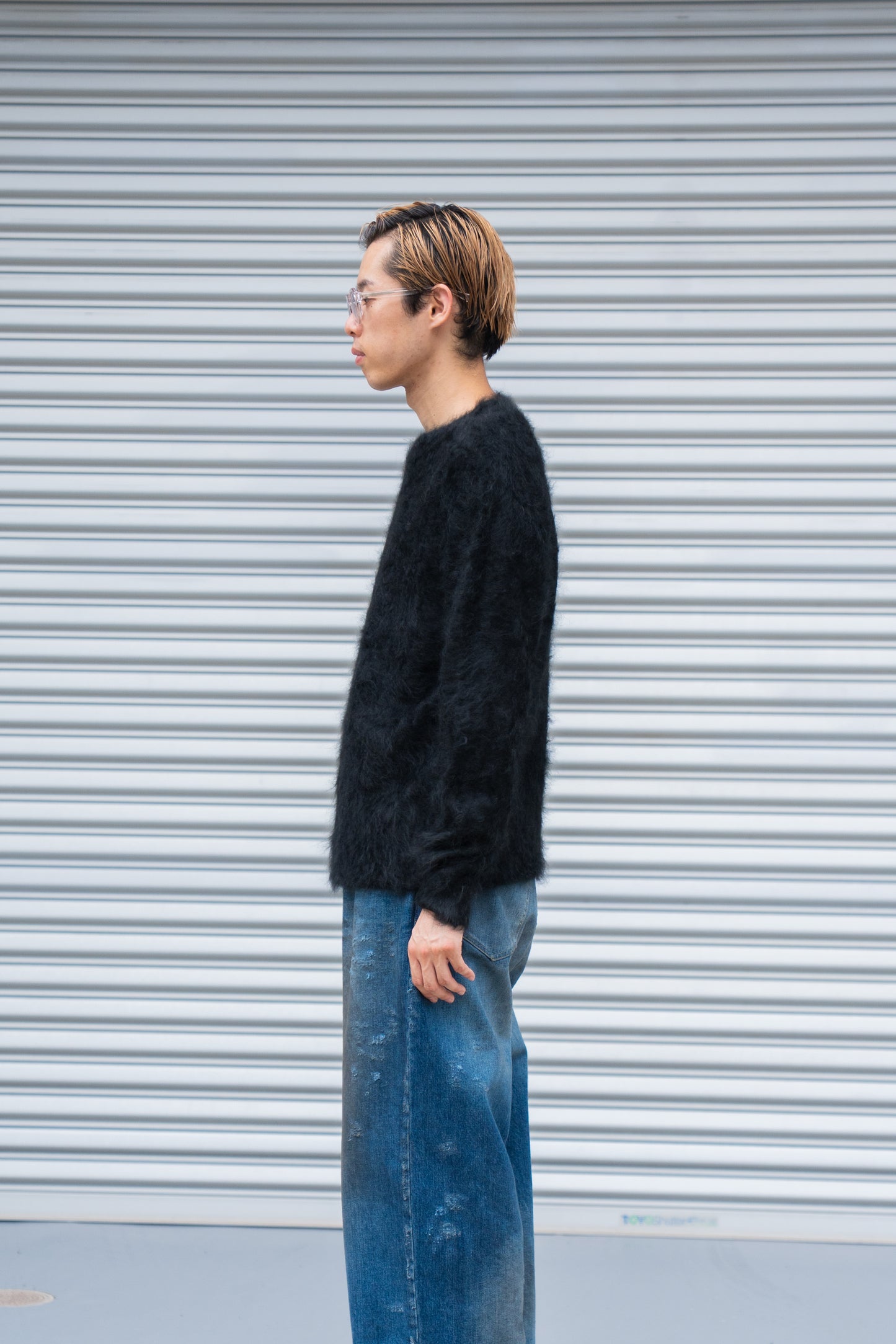 CASHMERE SHAGGY KNIT CREW NECK LS(ST.1307)