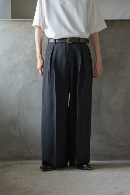 Pleats bonded wool pants