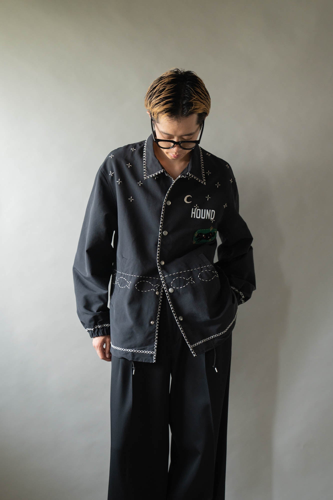 Cross-stitch coach jacket