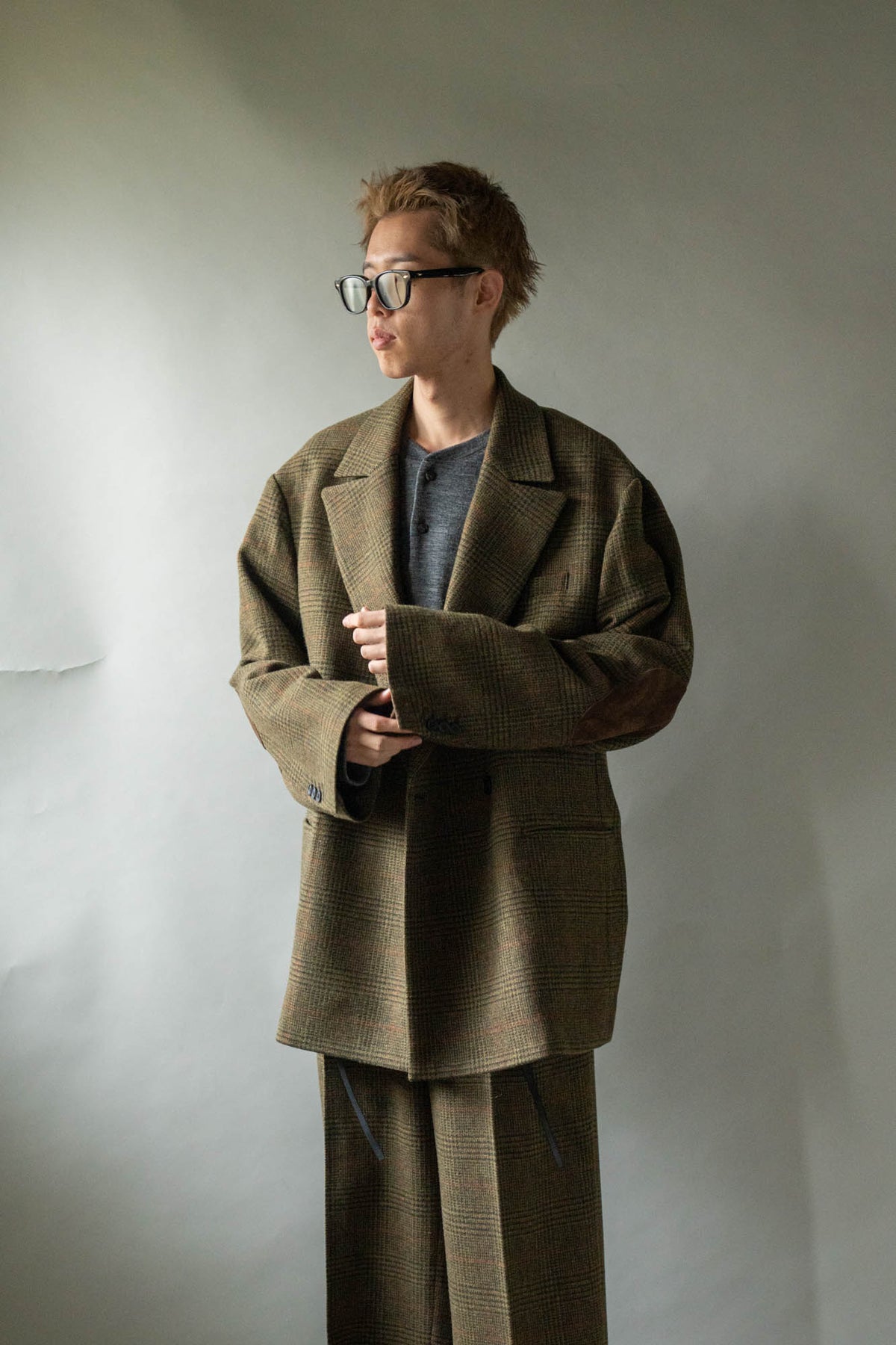 BRITISH TWEED OVERSIZED PEAK LAPEL JACKET(ST.1586)