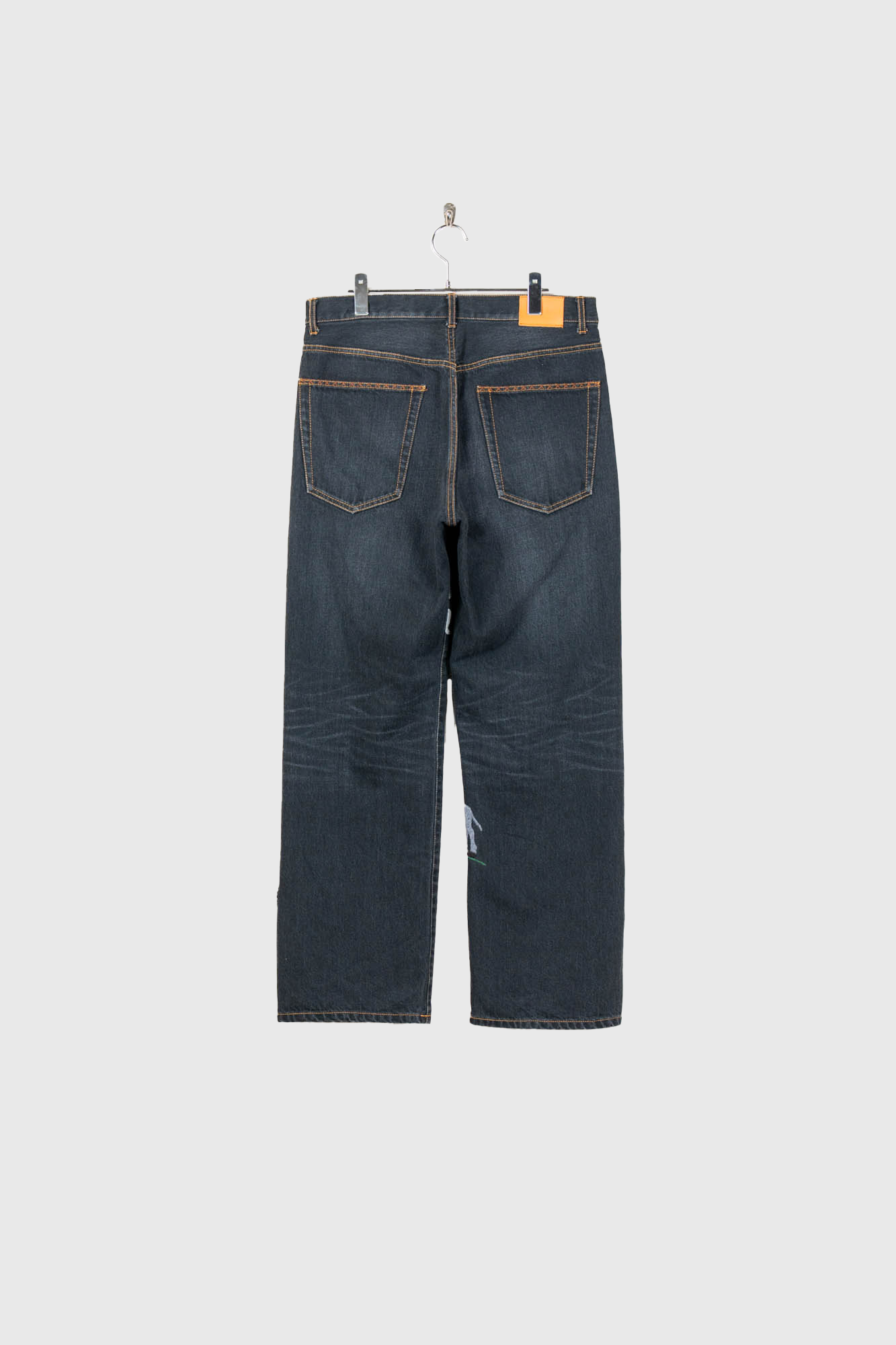 Hand-Embroidered Denim Pants