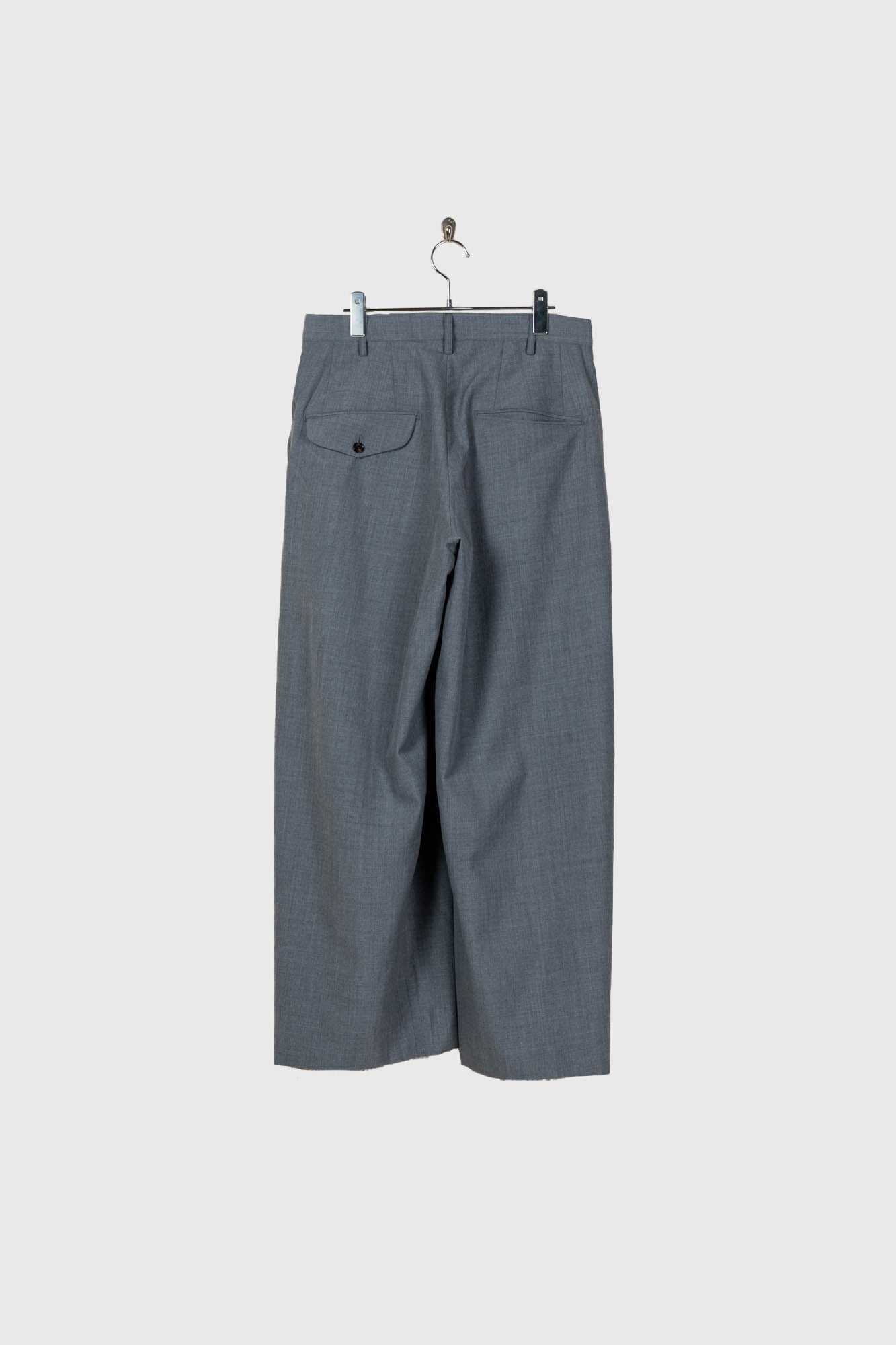 Gather-detail wool gabardine pants