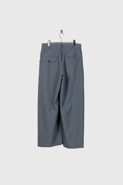 Gather-detail wool gabardine pants