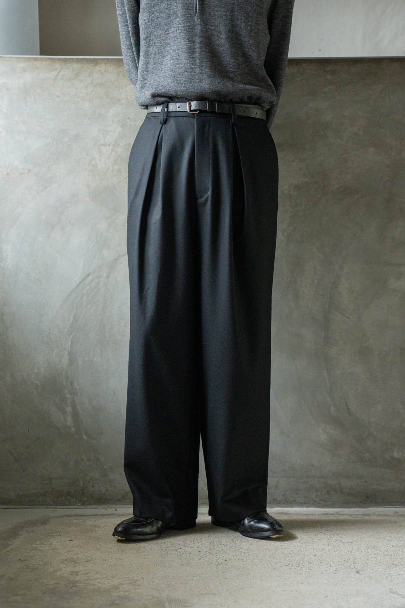 WOOL FLANNEL EASY WIDE TROUSERS(ST.1609)