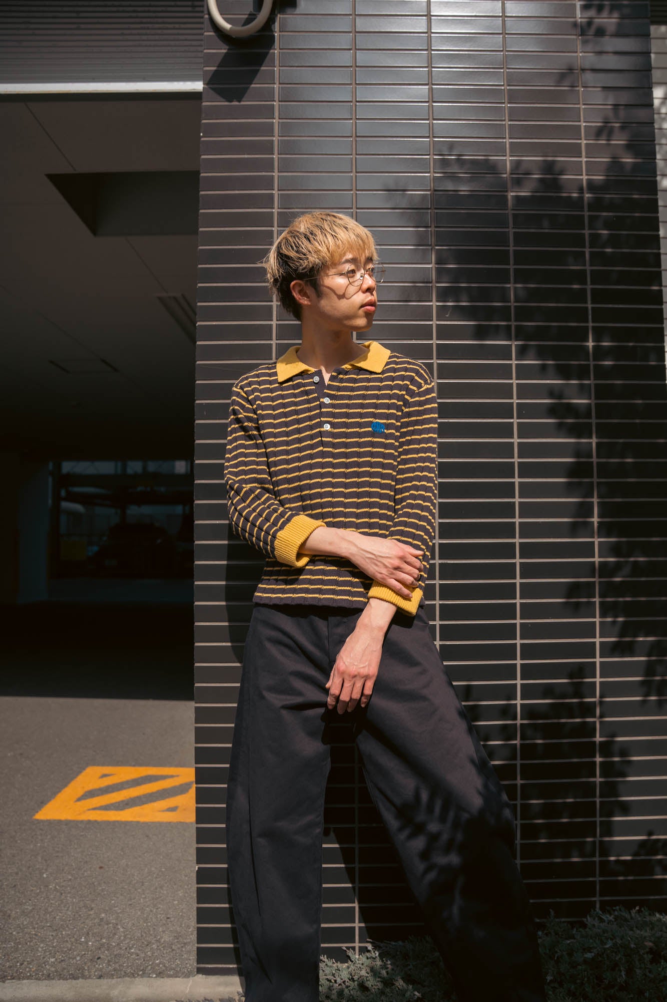 KNITTED CROPPED POLO SHIRT