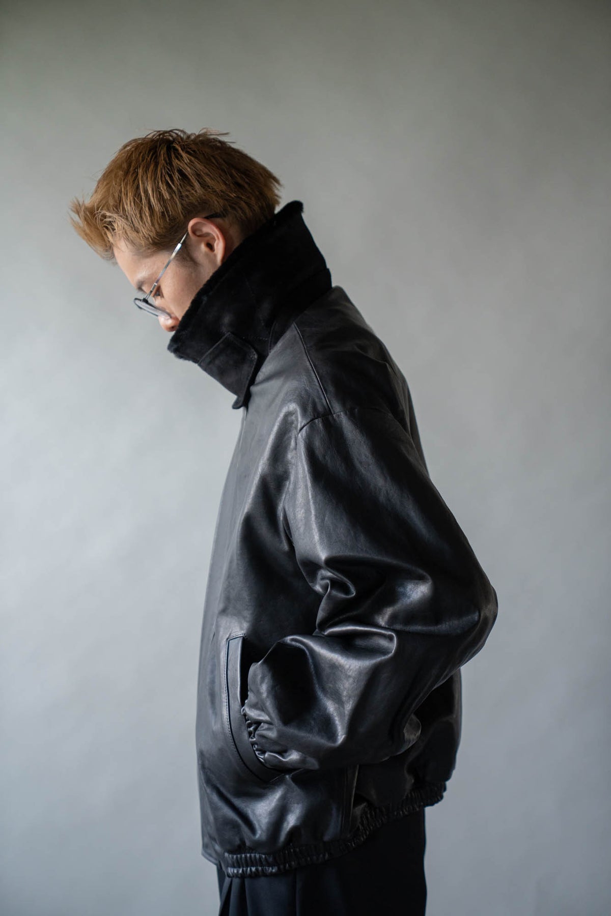 MOUTON COLLAR CALF ZIP JACKET(ST.1549)