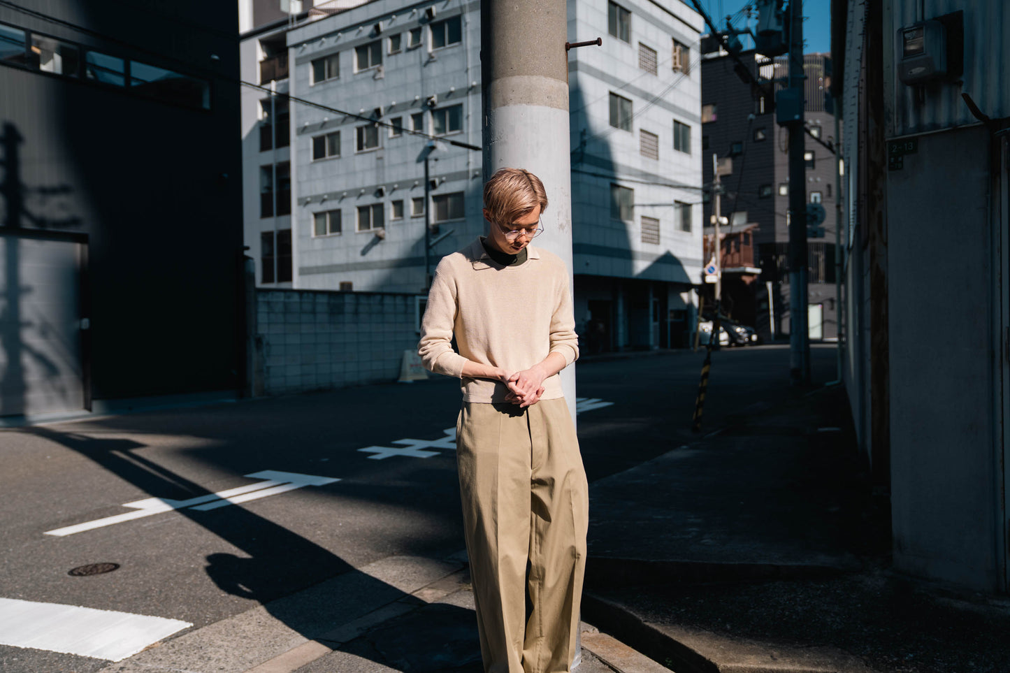 Roll Up Patched Knit in Marcerized Cotton