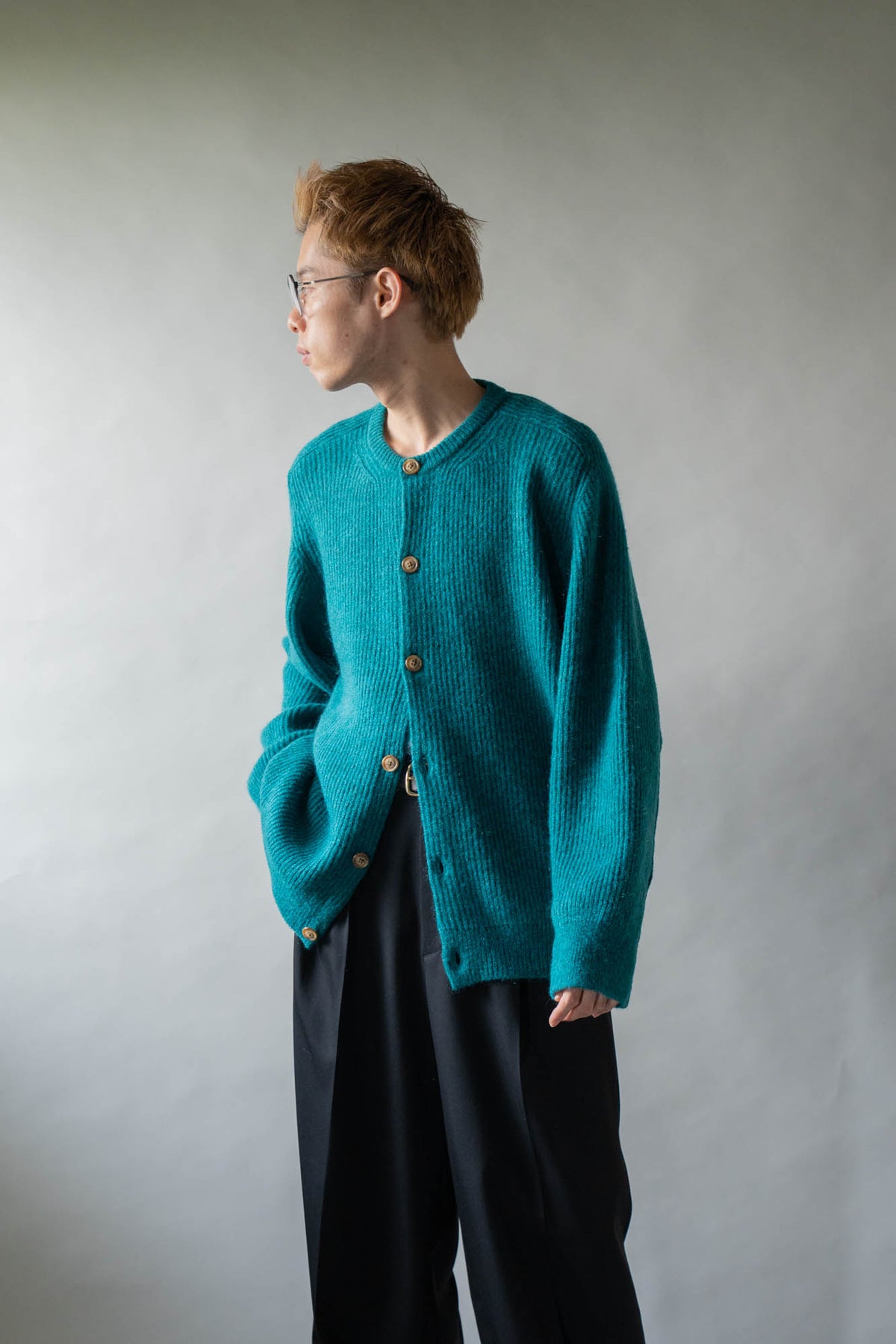 CREW-NECK KNIT CARDIGAN