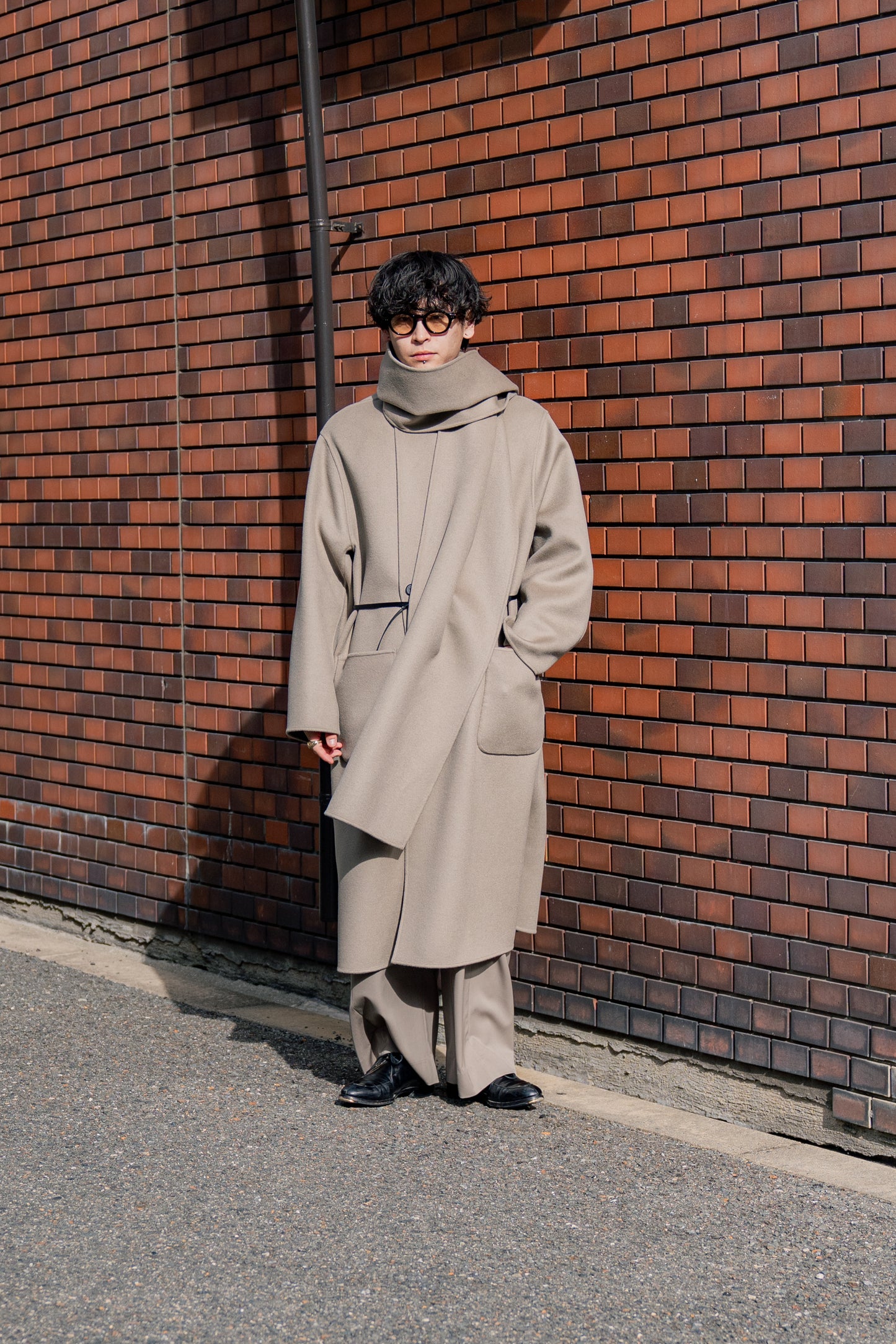 WOOL CASHMERE BEAVER REVERSIBLE STOLE COAT