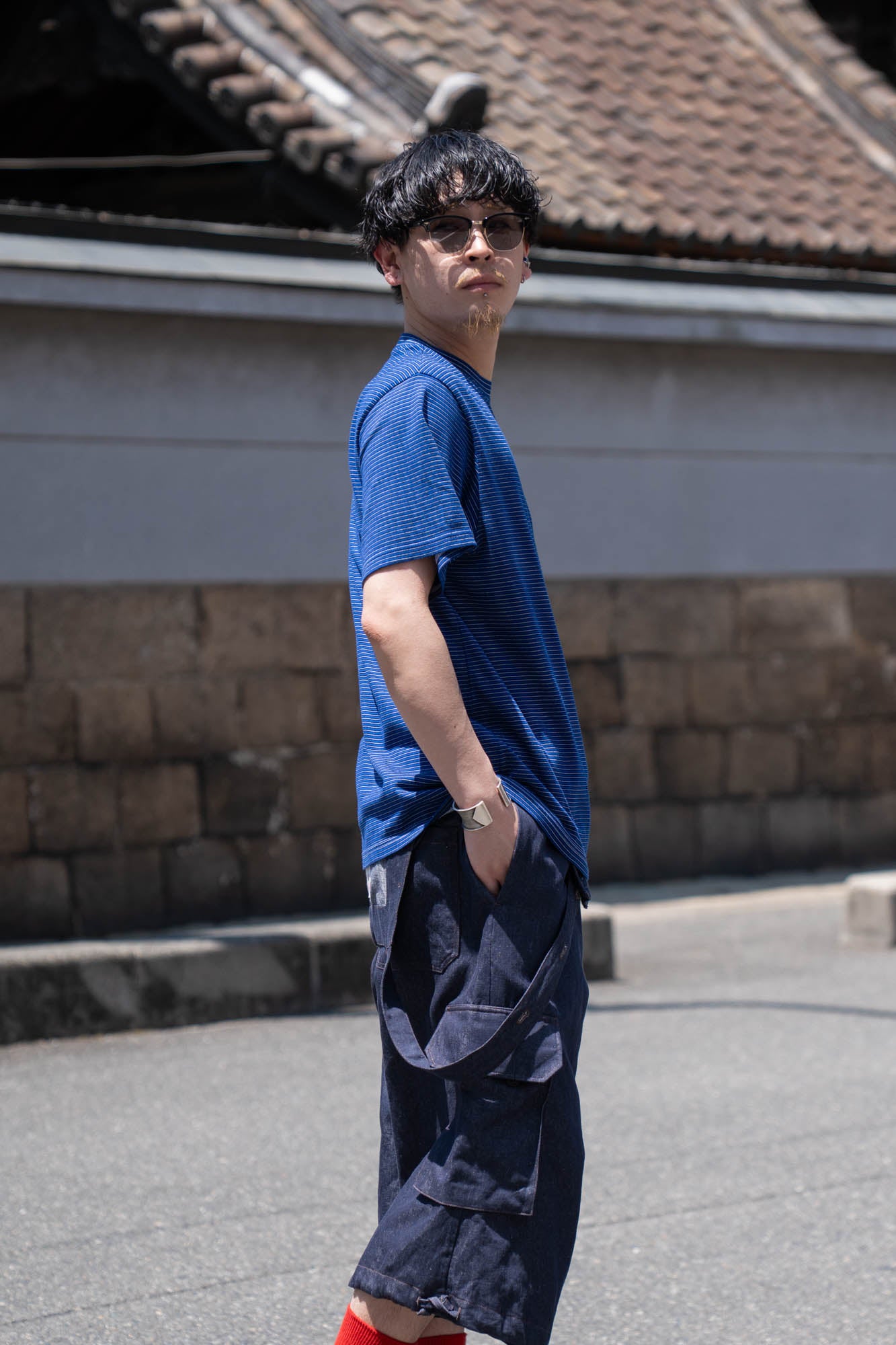 GARMENT DYED BORDER T-SHIRT