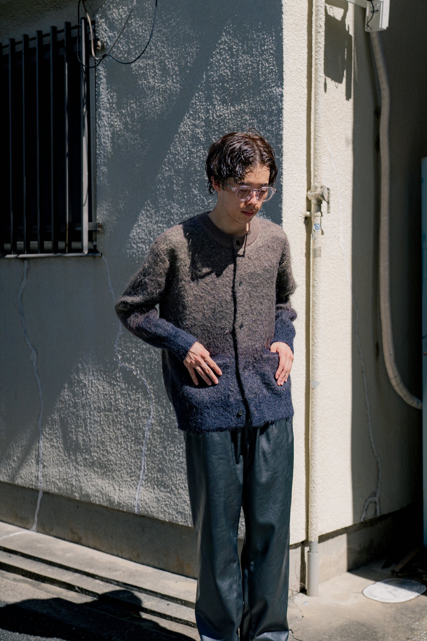 GRADATION MOHAIR KNIT CARDIGAN