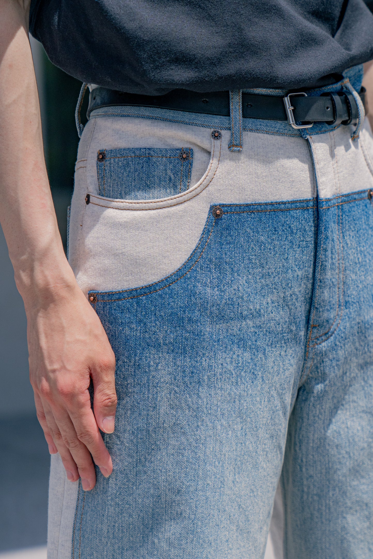 Denim patched swat pants