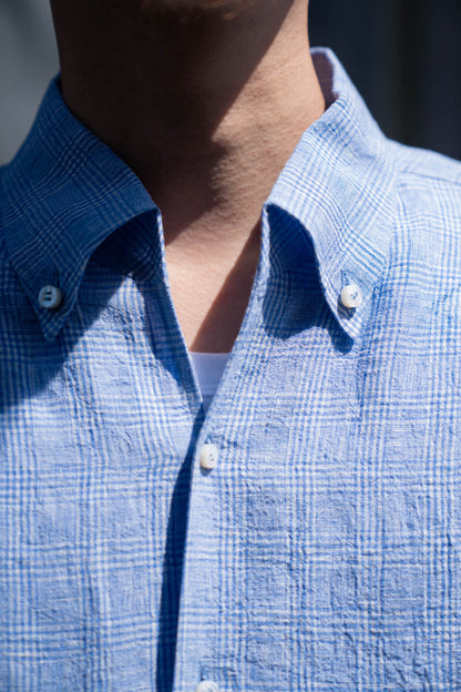 water twisted linen glen check shirt