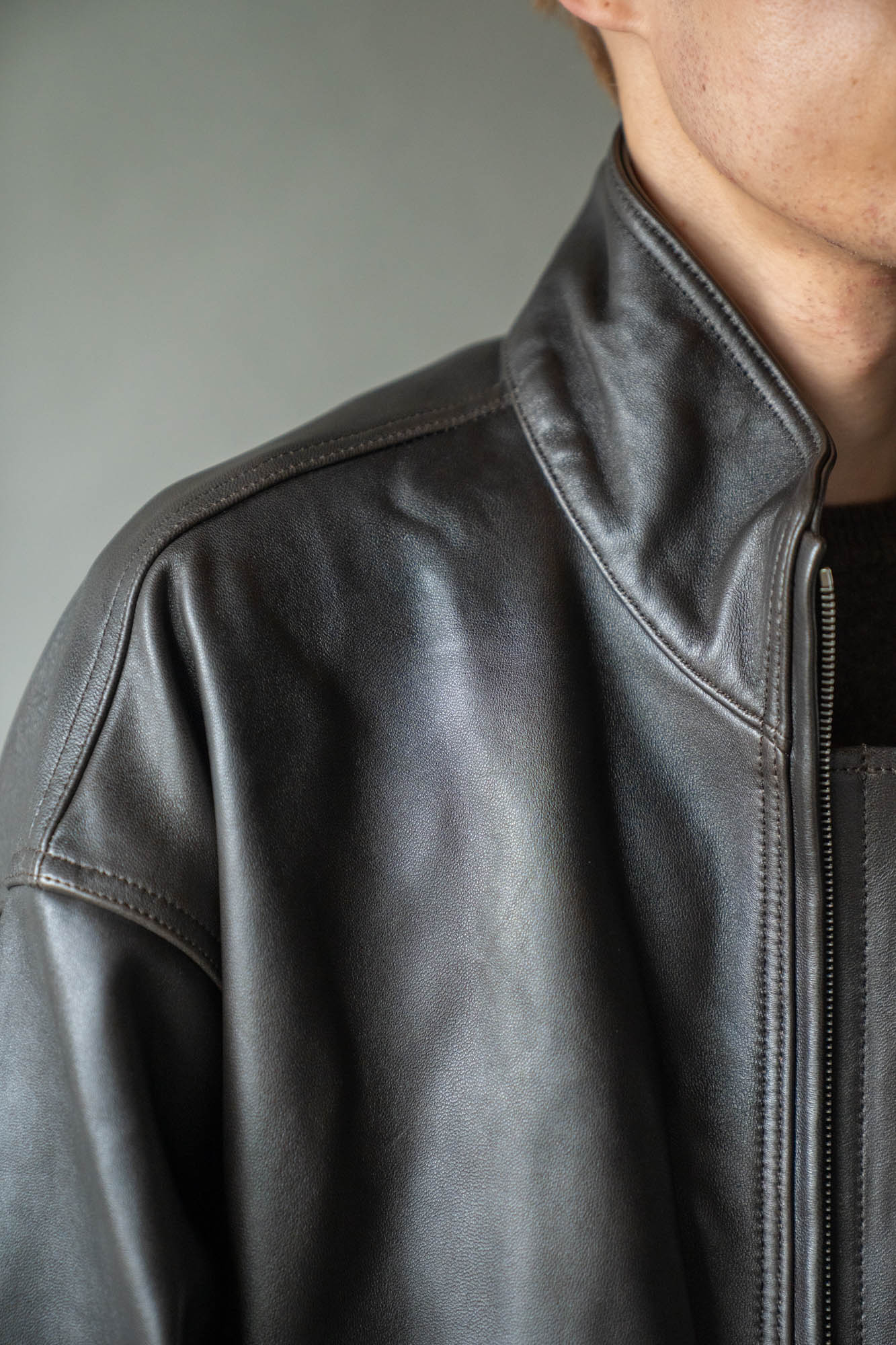 SHEEP LEATHER STAND COLLAR JACKET(ST.1553)
