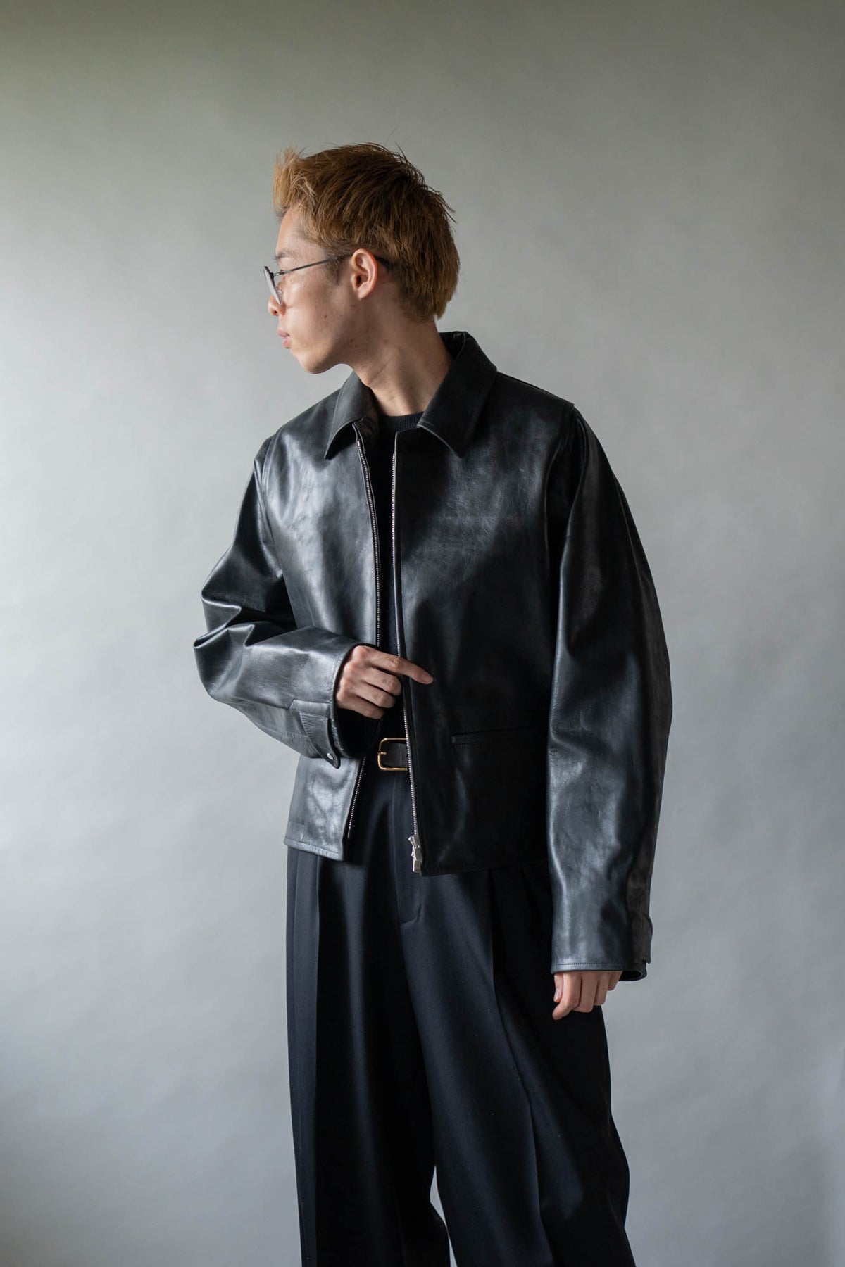 MODIFIED-SLEEVE LEATHER MOTOR JACKET