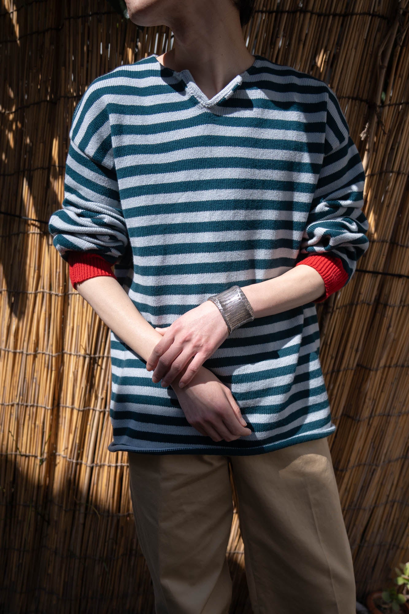 Cotton skipper border pullover