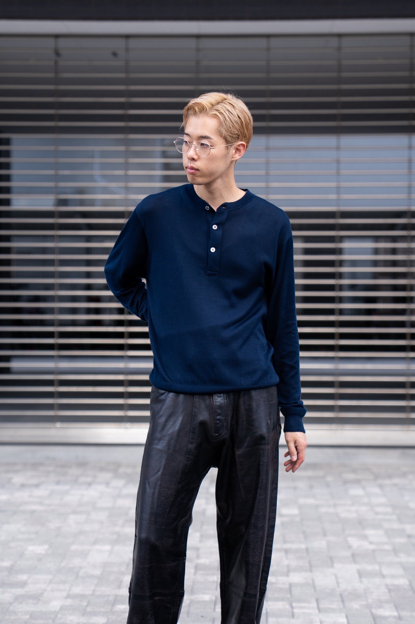 SILK HENLEY NECK PULL OVER / SLPO