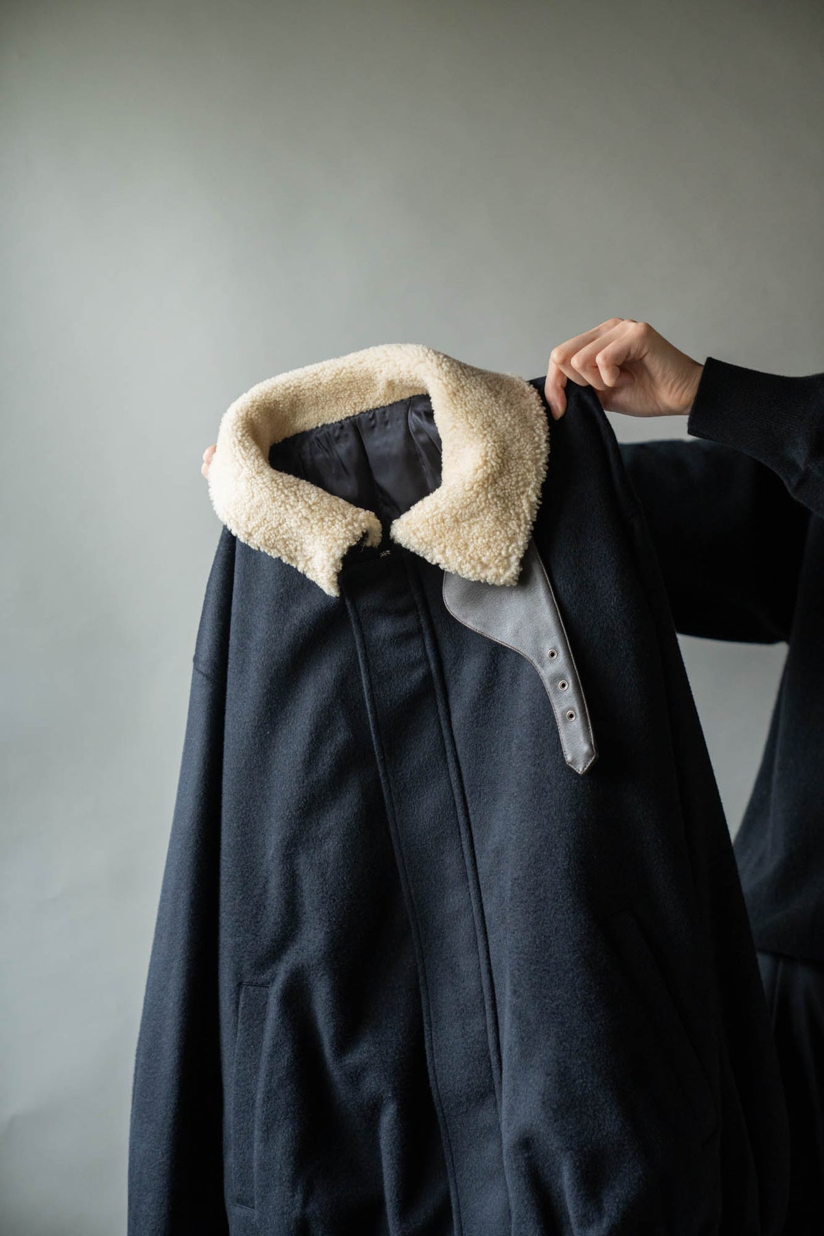 MOUTON COLLAR WOOL CASHMERE PADDED JACKET(ST.1546)