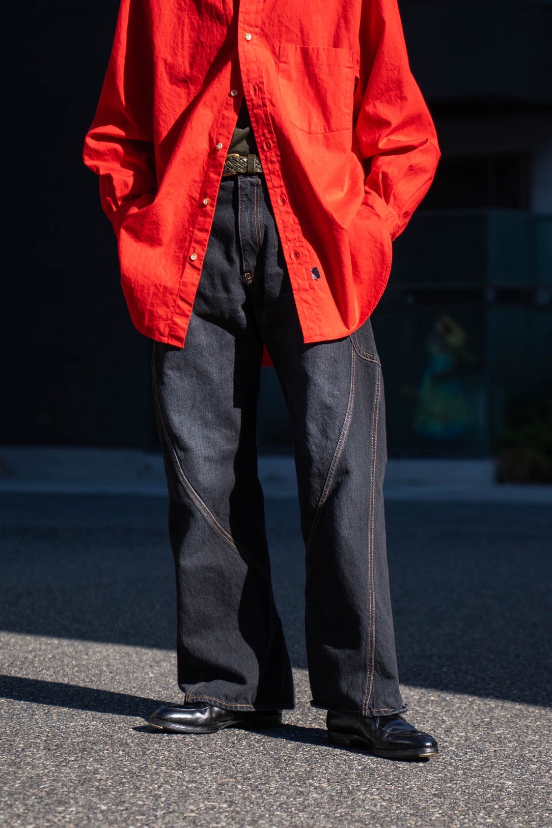 3D Cutting Denim Pants