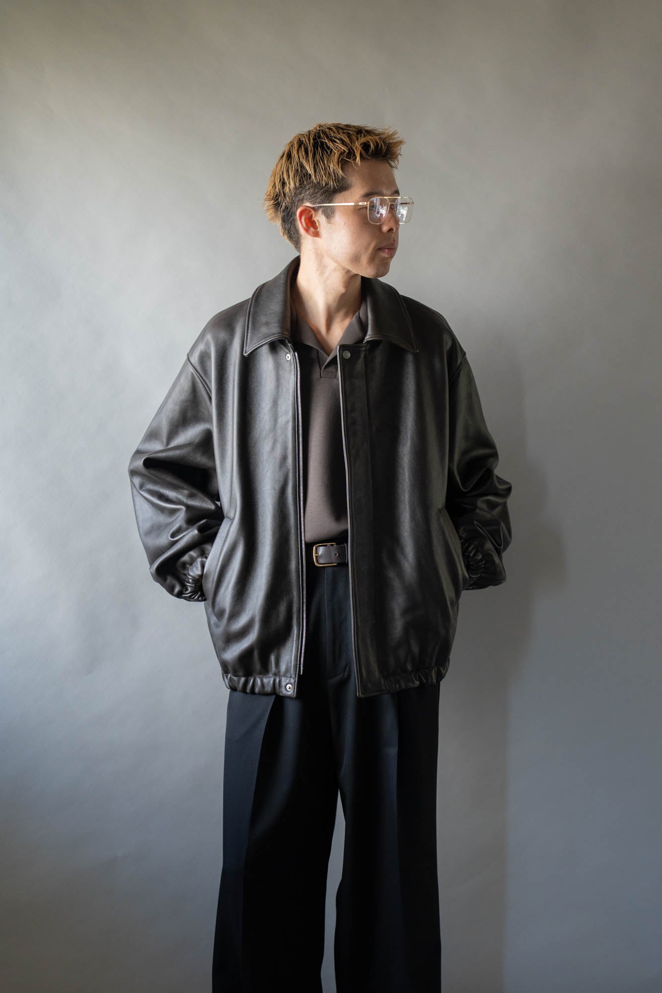 SHEEP LEATHER ZIP SHORT JACKET(ST.1555)
