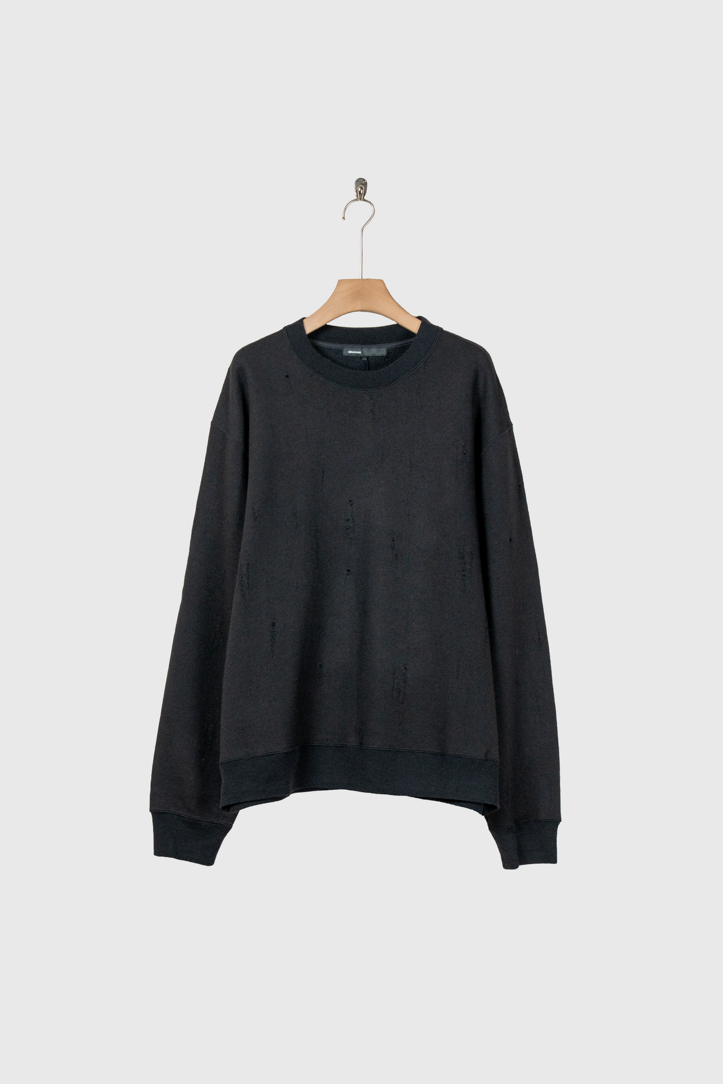 Damage jacquard terry crew neck sweater