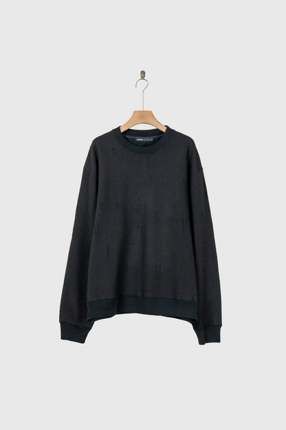 Damage jacquard terry crew neck sweater