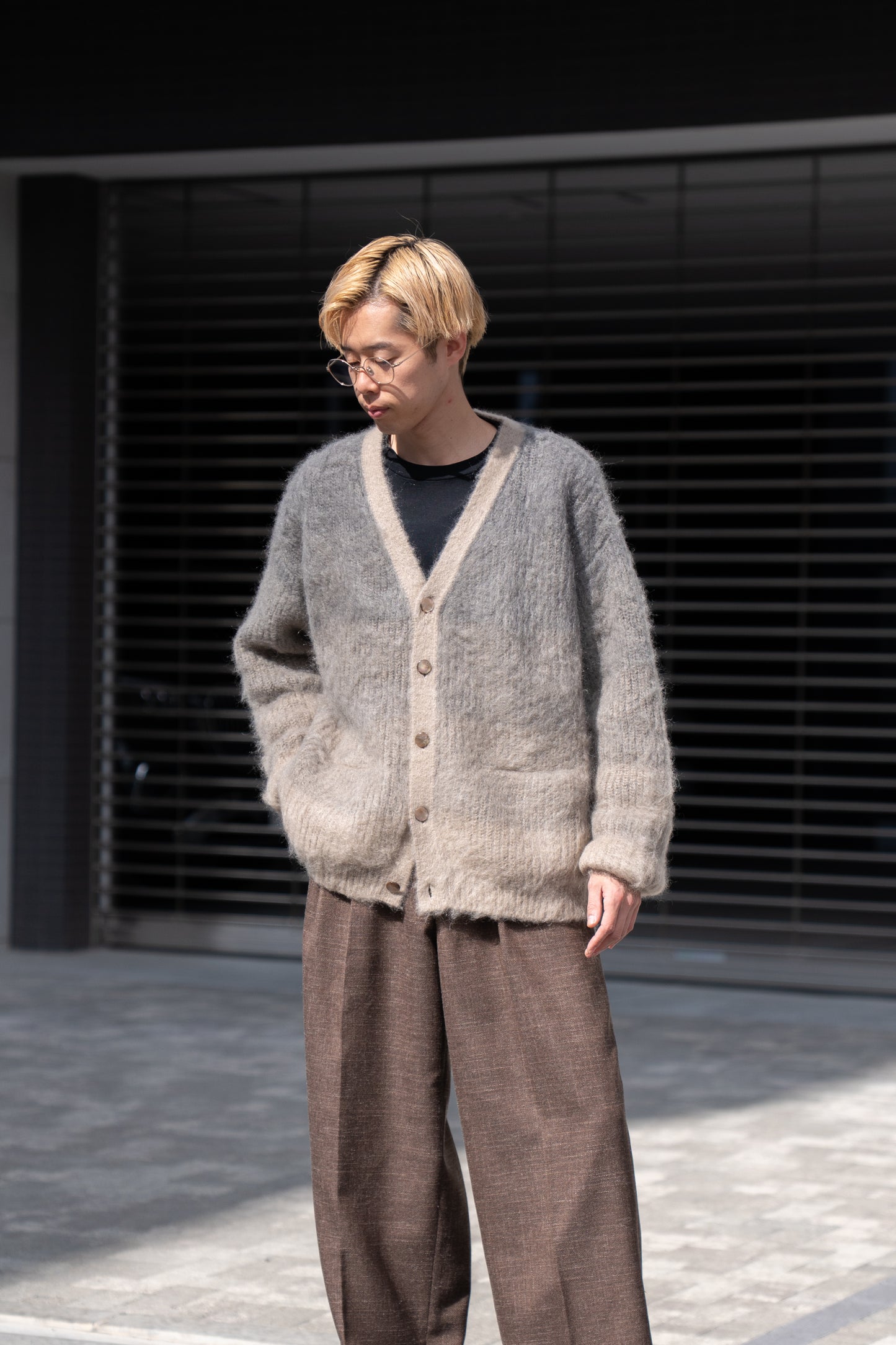 MOHAIR GRADATION BORDER CARDIGAN