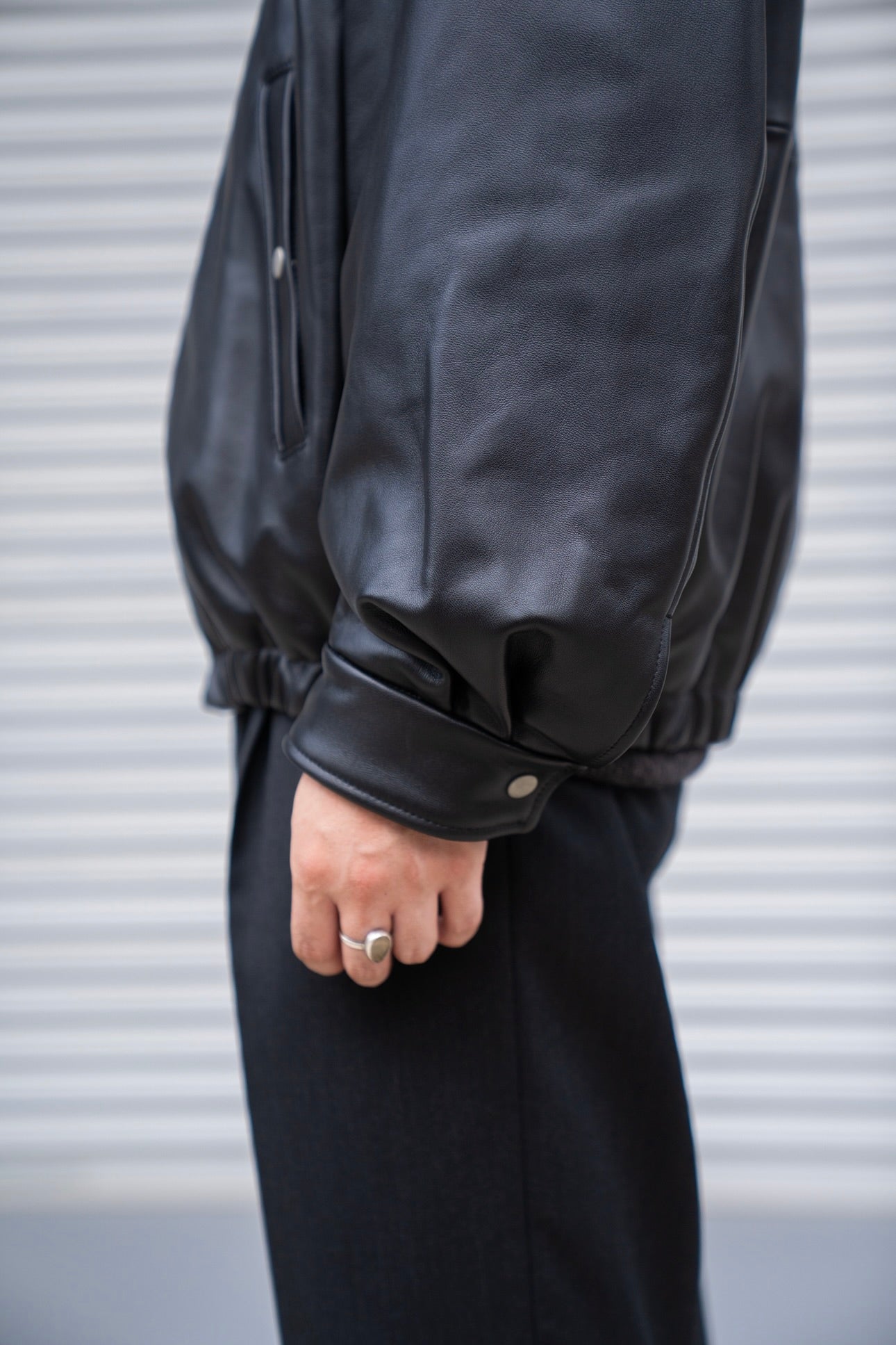 MOUTON COLLAR SHEEP LEATHER ZIP JACKET(ST.1216)