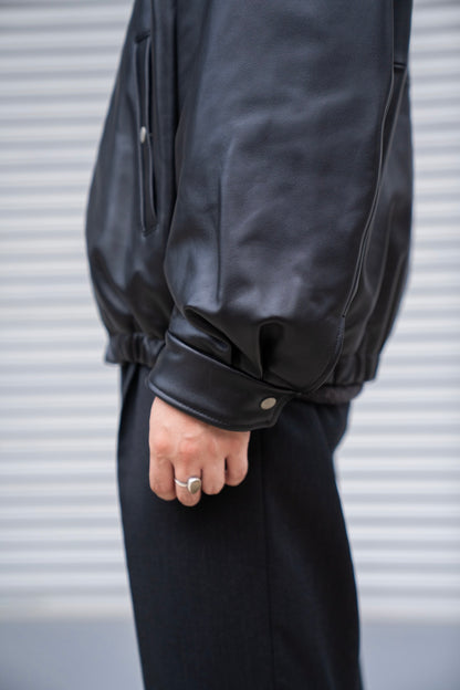 MOUTON COLLAR SHEEP LEATHER ZIP JACKET(ST.1216)