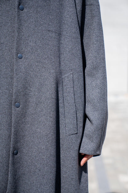 Wool melton double face rever stadium coat